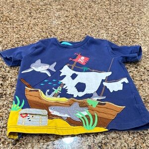 Mini Boden Blue Pirate Ship Kids Tee